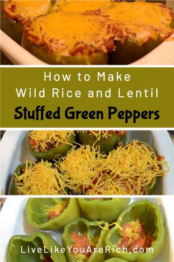 Looking for a great meal for dinner or anytime? Try this Wild Rice and Lentil Stuffed Green Peppers. Your family will love it as much as mine does! #wildriceandlentil #greenpeppers