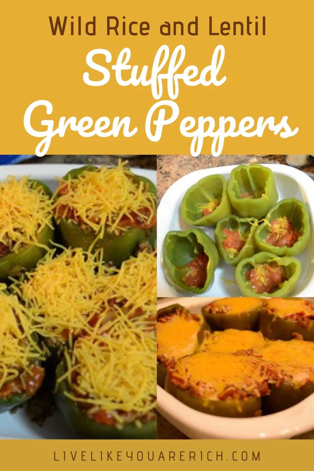 Looking for a great meal for dinner or anytime? Try this Wild Rice and Lentil Stuffed Green Peppers. Your family will love it as much as mine does! #wildriceandlentil #greenpeppers
