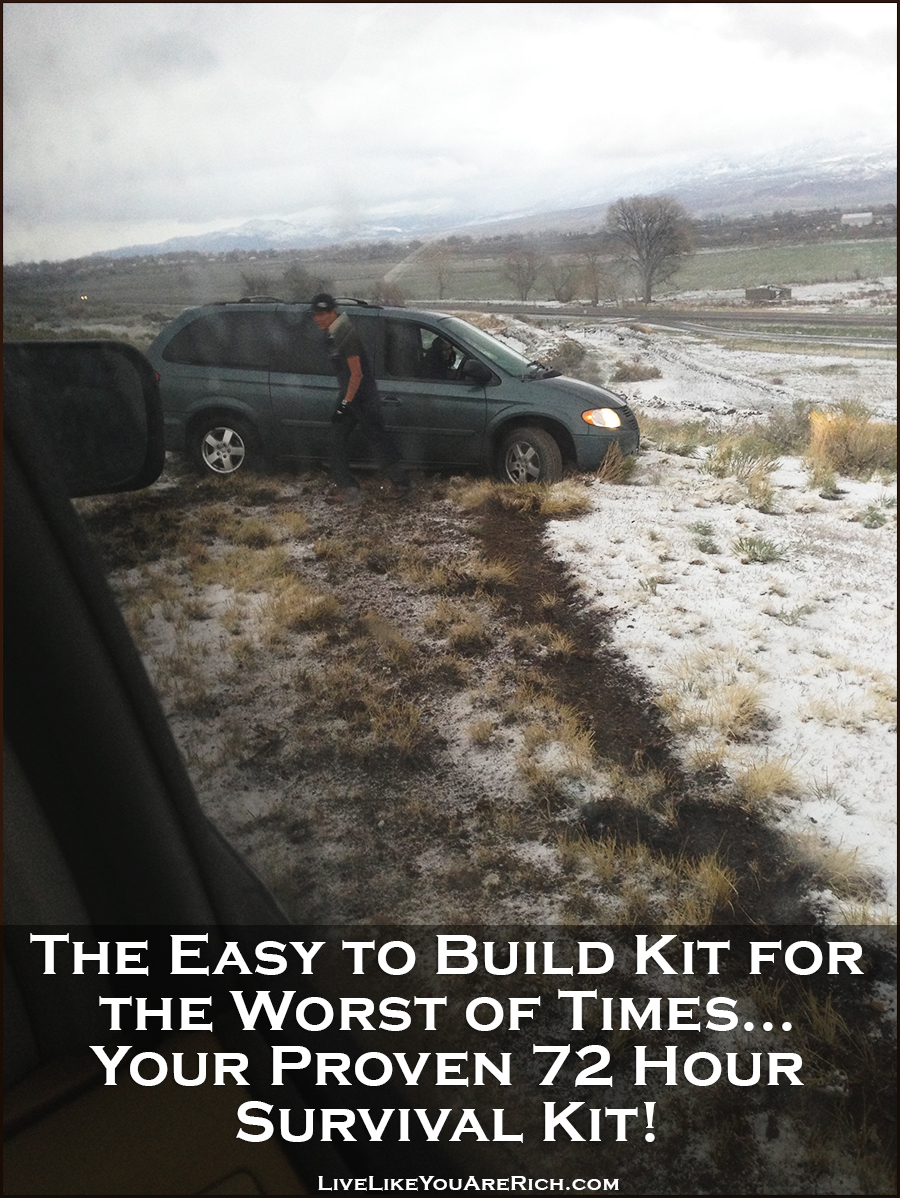 The Easy to Build Kit for the Worst of Times... Your Proven 72 Hour Kit! Includes a list of an emergency car kit, baby emergency kit, first aid kit, and a survival kit for multiple people for 72 hours.