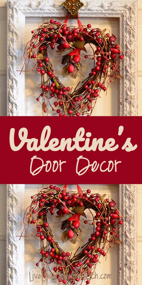 How to make Valentine's Door Decor using any frame (no glass or back) and hanging an object in it. It takes 5-10 minutes to put together. #livelikeyouarerich #valentinesdoordecor #diy #crafts #homedecor