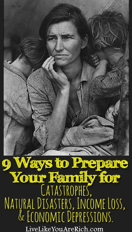 Doing these 9 steps will not only help your family survive through a potential Great Depression, but also through job loss, other catastrophes, and even natural disasters. #disaster #emergency 