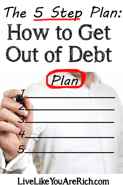 For financial peace of mind it is important to get out of consumer debt. Here are 5 steps that will get you out of debt and save you a lot of money in the process. #getoutofdebt #deftfree