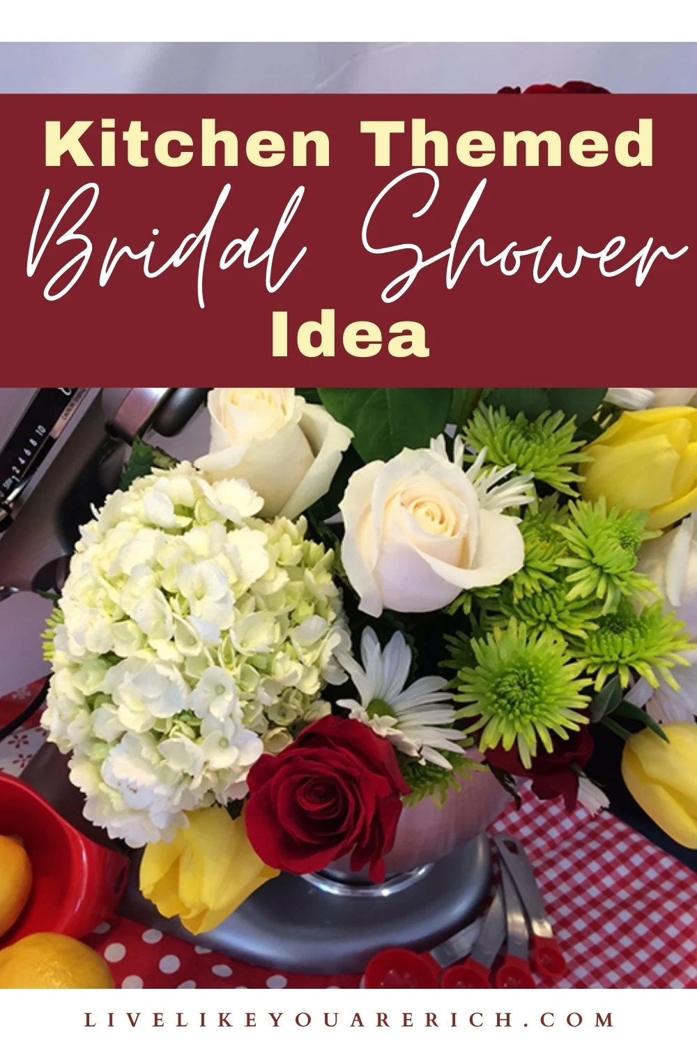 Looking for inexpensive bridal shower ideas? You have to see this simple, inexpensive, fun, and cute kitchen themed bridal shower idea. These gave you a few great ideas on throwing a bridal shower party on a budget. #bridalshower #bridalshowerideas