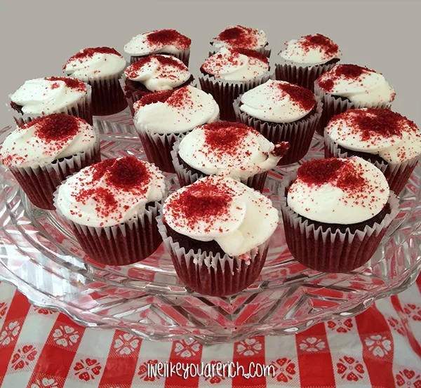 Red Velvet Cupcakes at a Kitchen Themed Bridal Shower