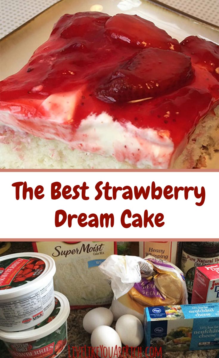 Our family, extended family, and friends all LOVE it! Whenever we are asked which cake we want for our birthday we all request the Strawberry Dream Cake. #cake #strawberry #strawberrycake