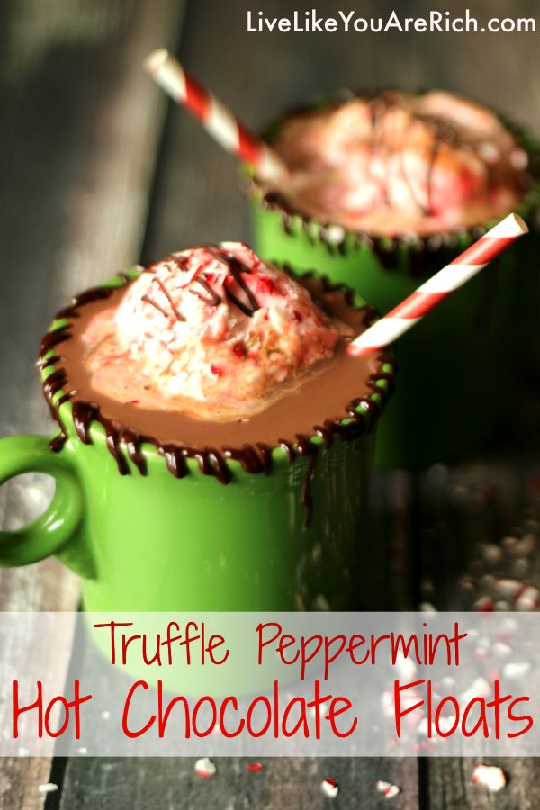  Peppermint Hot Chocolate Floats with decadent ice cream you can make at home in 5 minutes with no ice cream maker! 