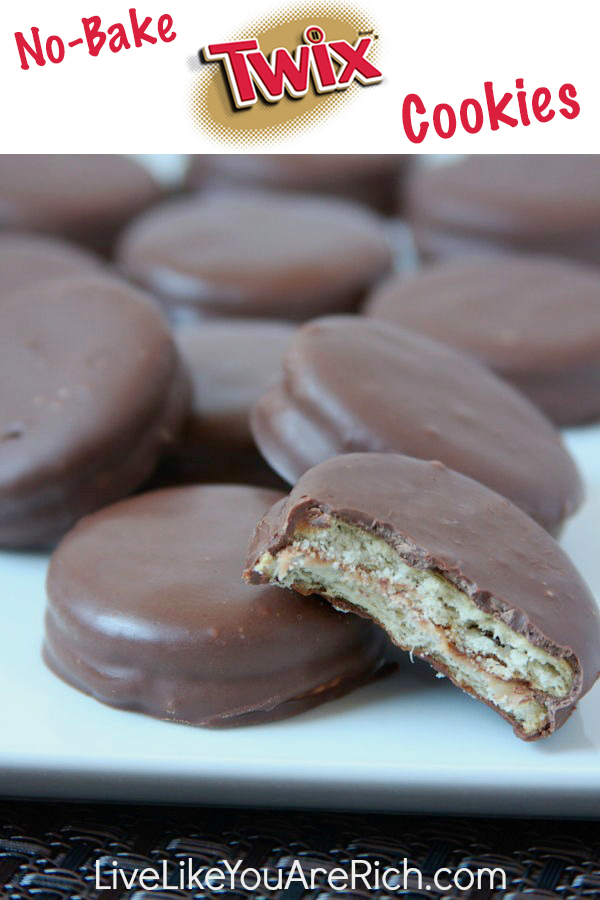 This no-bake Twix cookie recipe is super simple, quick, easy to make, requires only three ingredients, and is delicious! #twix #twixcookie