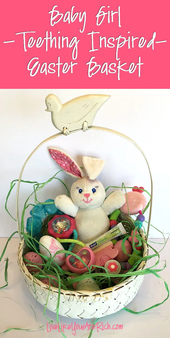 Teething Inspired Easter Basket...daughter is beginning to teethe, so for Easter I made her a teething inspired basket. This covers both the want to give her an Easter basket. #easter #easterbasket #teething