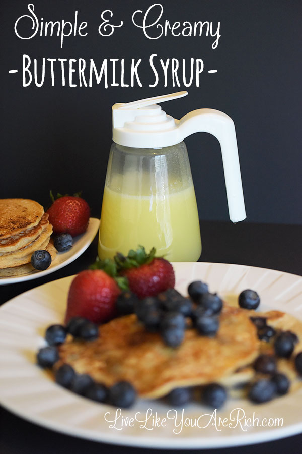 This simple homemade buttermilk syrup recipe is very creamy, rich, and smooth. There is a perfect balance between the buttermilk, Mexican vanilla, and sugar. And bonus, it doesn't have any high fructose corn syrup and other chemical ingredients—like most store bought syrup has. Plus, it is super simple to make!