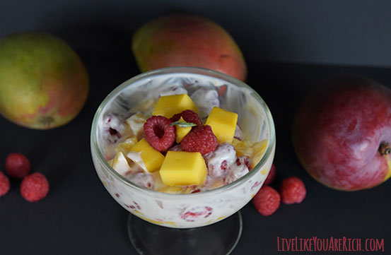 High Protein Mango Raspberry Parfait