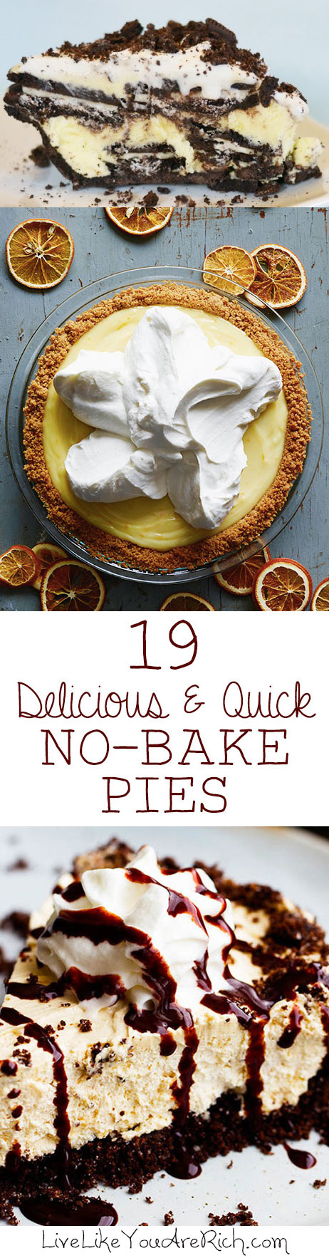 No-bake pies are so easy and quick (especially if you buy pre-made crusts). They can be thrown together in just a few minutes of prep and a few hours of chilling. They are a great idea for contributing to a party, potluck, or dinner. So, I thought I’d do a round-up that I can refer to for ideas on quick and easy no-bake pie desserts. And I’m super impressed by all of the options. I hope you enjoy them too!