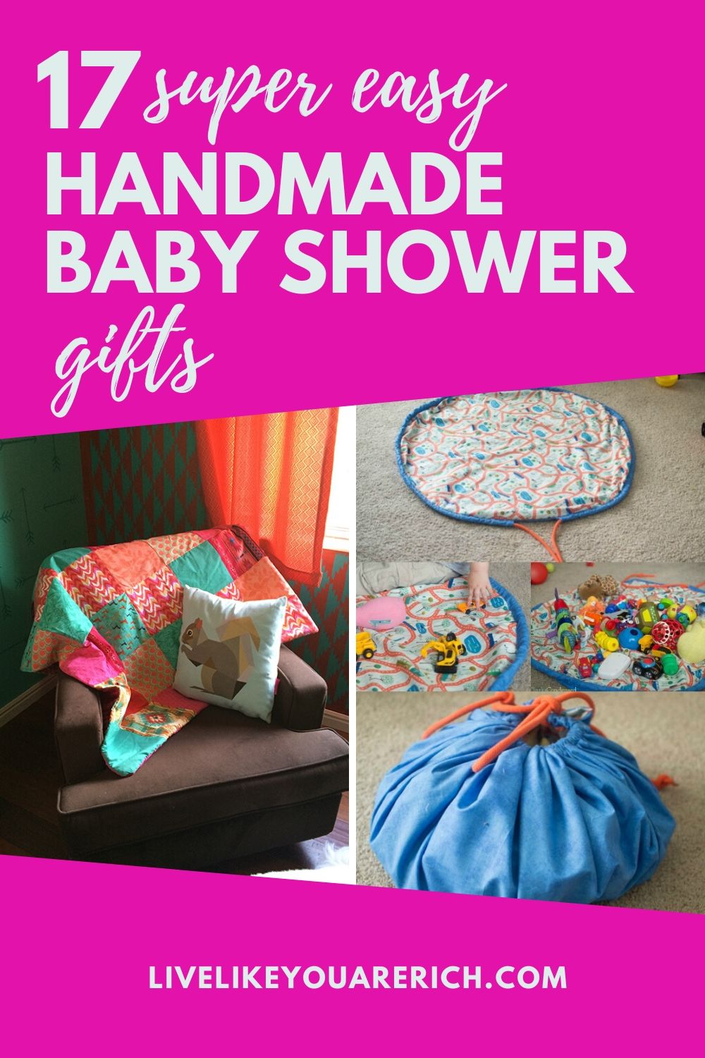 There are so many fun ways to celebrate the upcoming arrival of a baby. Making custom gifts is one of them. Sharing these 17 great handmade baby items/gifts that can show your excitement for a new baby.