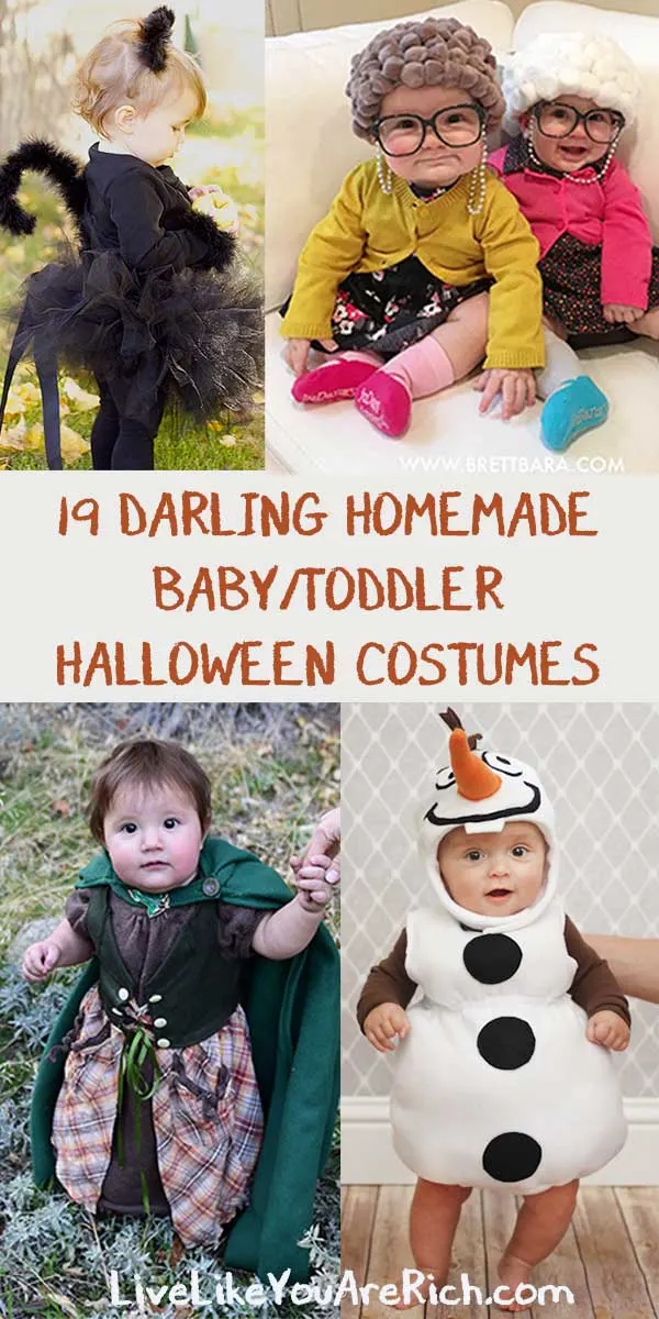 These 19 Darling Homemade Baby/Toddler Halloween Costume ideas are too cute and look so easy to make! #halloweencostumes #babycostume #toddlercostume #darlinghalloweencostumes