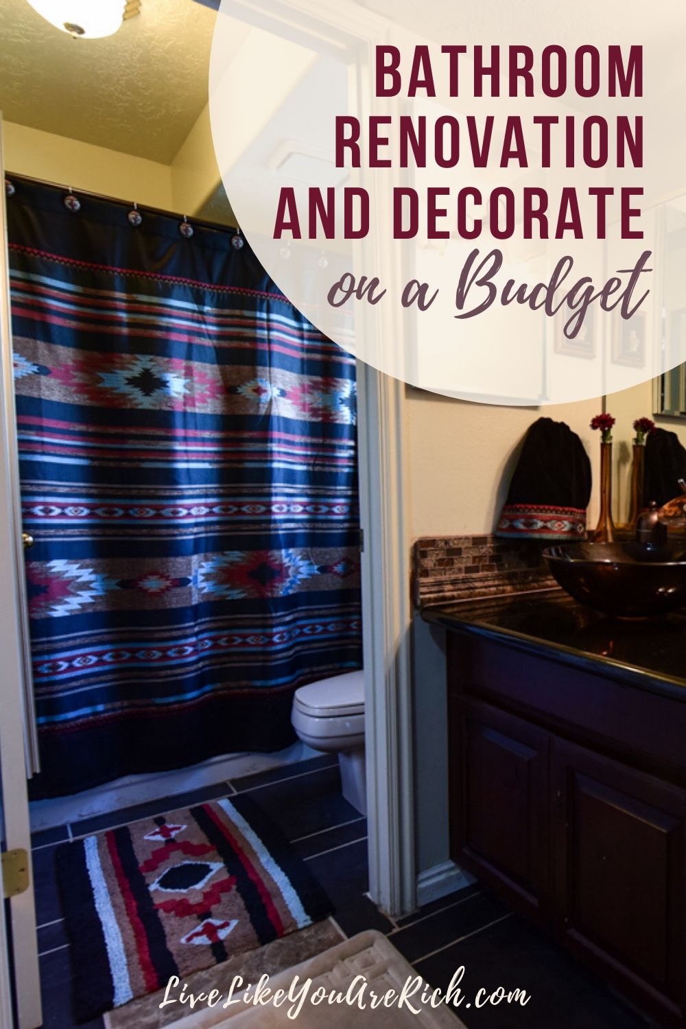 The average inexpensive DIY bathroom renovation is about $5,000. For just over $500 we were able to almost completely renovate, paint, and decorate our bathroom. I’m sharing how we did our bathroom renovation on a budget. 