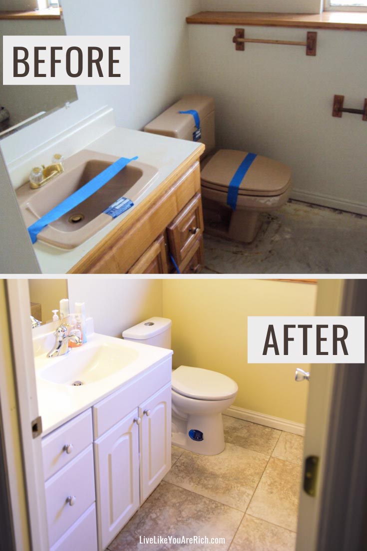 Here is the details on how this bathroom ending up costing 91% less than a typical bathroom remodel costs.  #bathroom #remodel #bathroommakeover