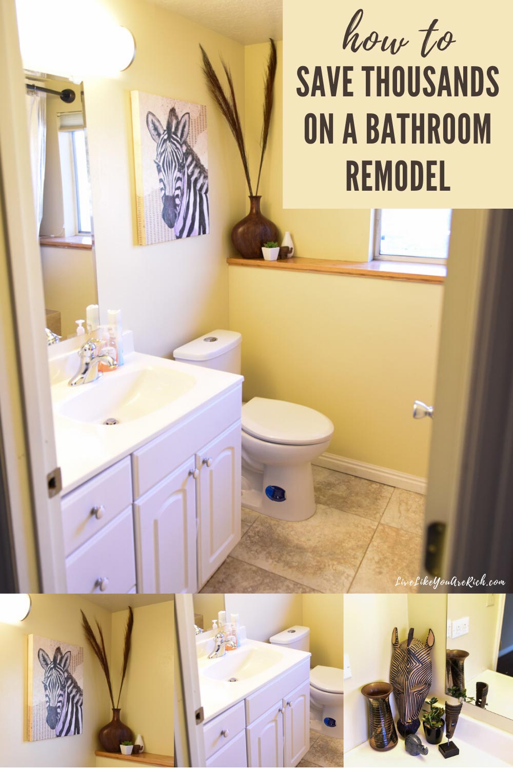 Here is the details on how this bathroom ending up costing 91% less than a typical bathroom remodel costs.  #bathroom #remodel #bathroommakeover