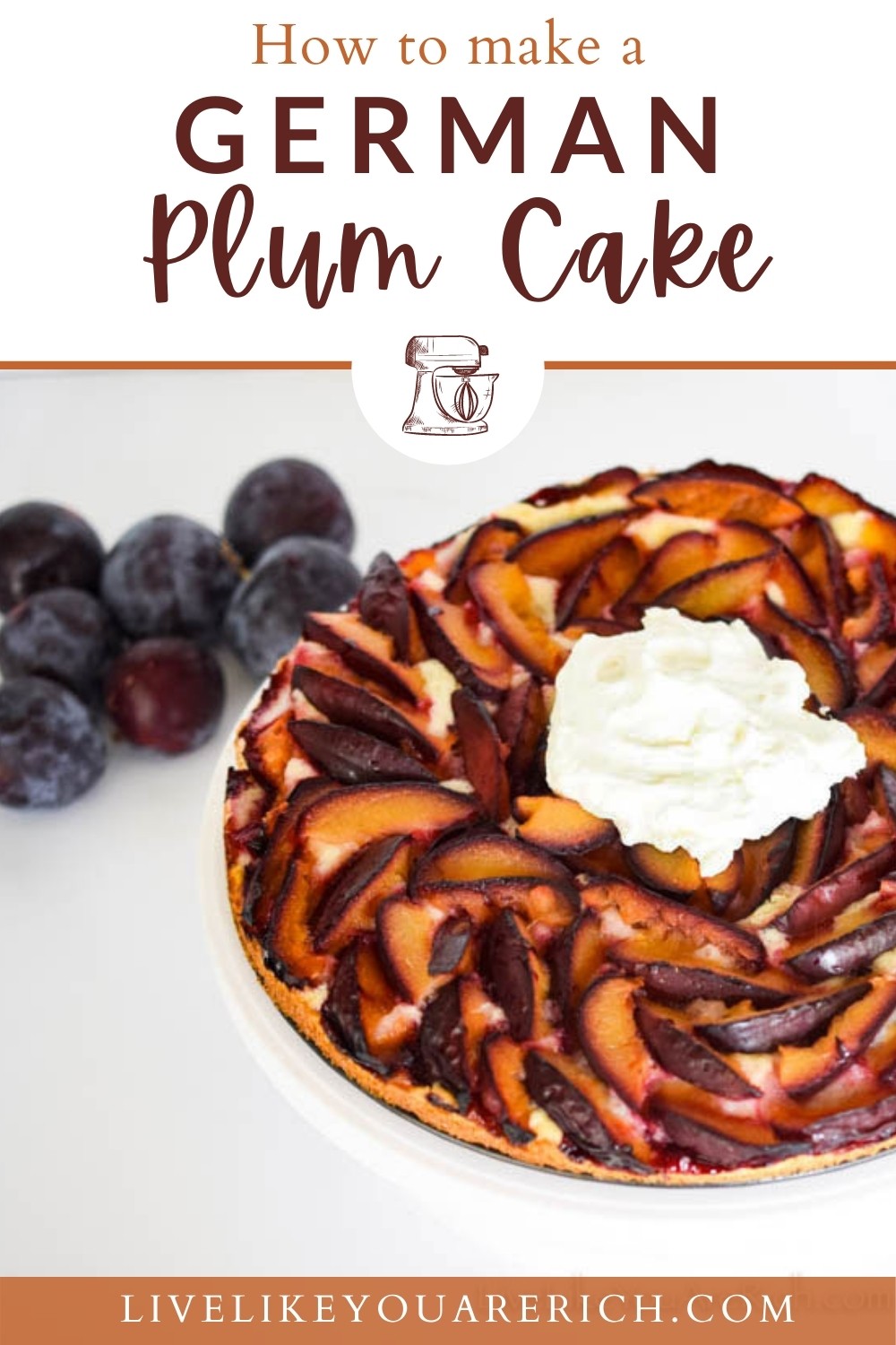 This German Plum Cake is a combination of a deliciously moist lemon tart topped with sweet plums baked to perfection. Super easy to make and delicious. #germanplumcake #plumcake