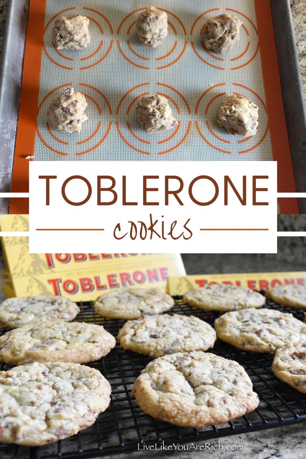 I had the idea to try the Swiss Toblerone chocolate in cookies. I wasn’t sure how the nougat bits would taste or if they would melt or stay intact. After giving it a try, I was super glad I did. The little nougat pieces add the tiniest bit of crunch. They taste amazing! #tobleronecookies #cookies #dessert 