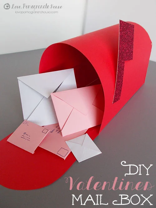 Red and Glitter Valentines mailbox
