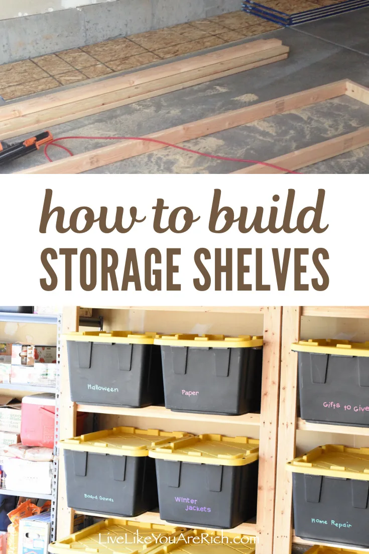 My garage had very little storage and as a result, organizing it was very difficult. I researched how to maximize the storage space in a garage and decided to put in wood storage shelves that custom fit storage bins I had. #woodstorage #diy