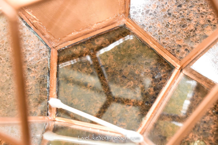 sealing DIY Copper Geo Terrariums