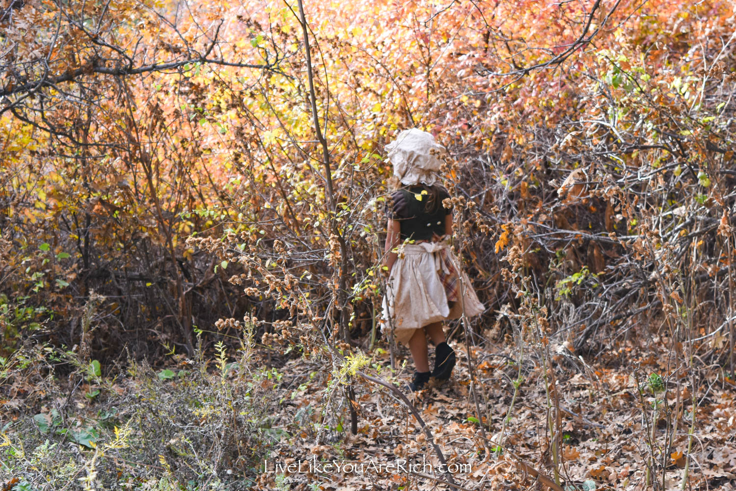 Gretel walking in woods