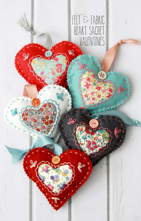 Felt and Fabric Heart Sachet Valentines