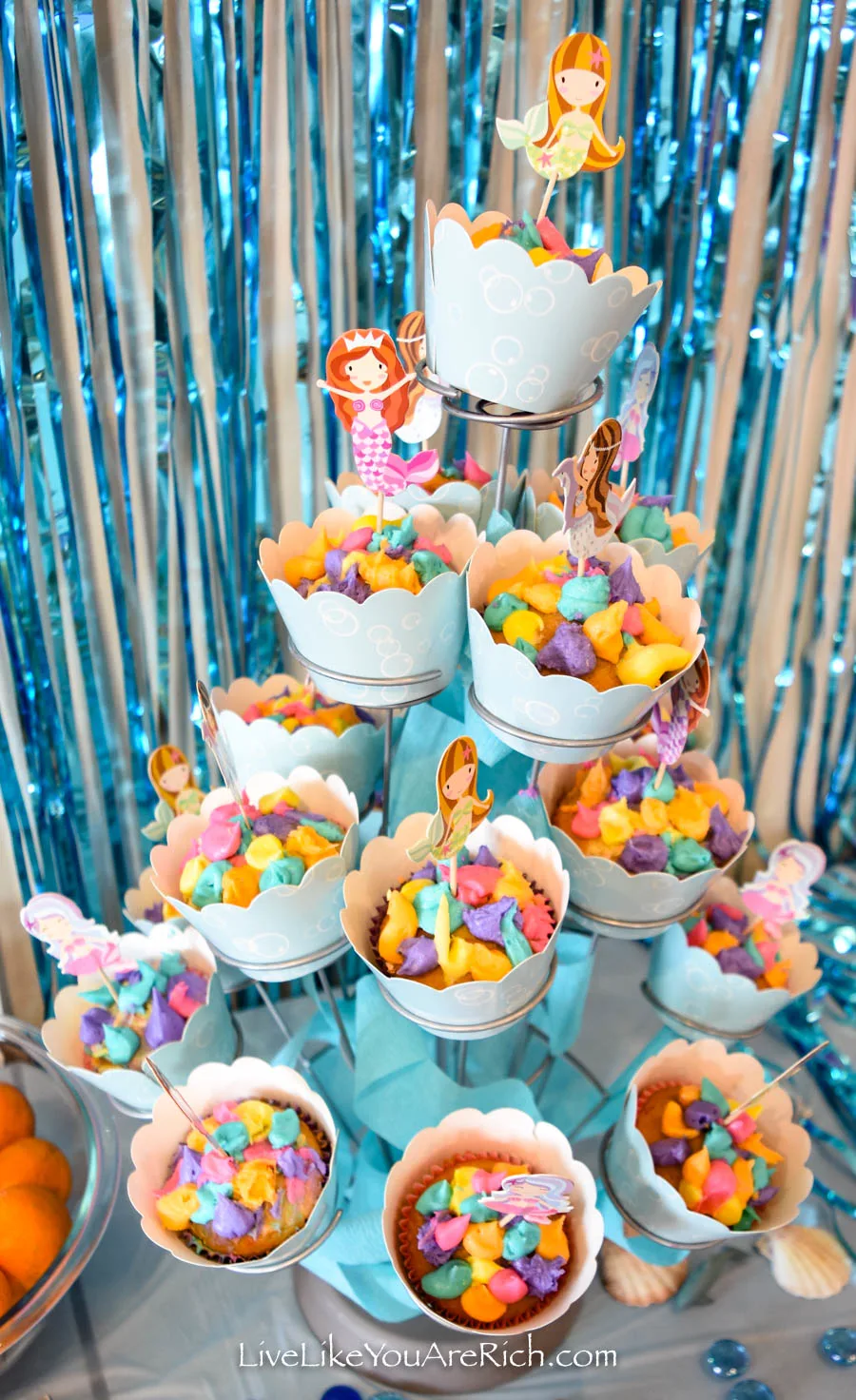 Mermaid Under the Sea Party: Food - Mermaid Coral Cupcakes