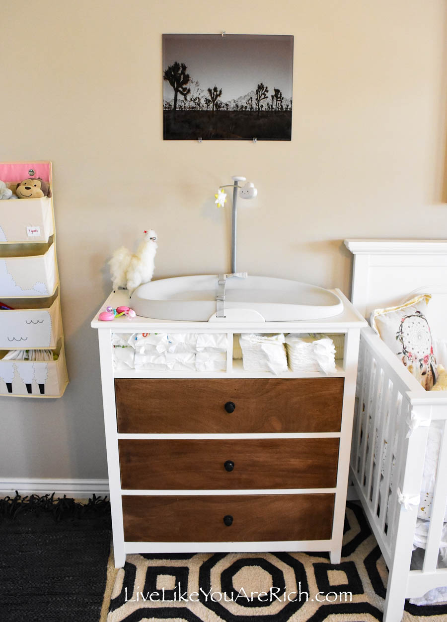 Baby Girl Llama Alpaca Nursery changing table