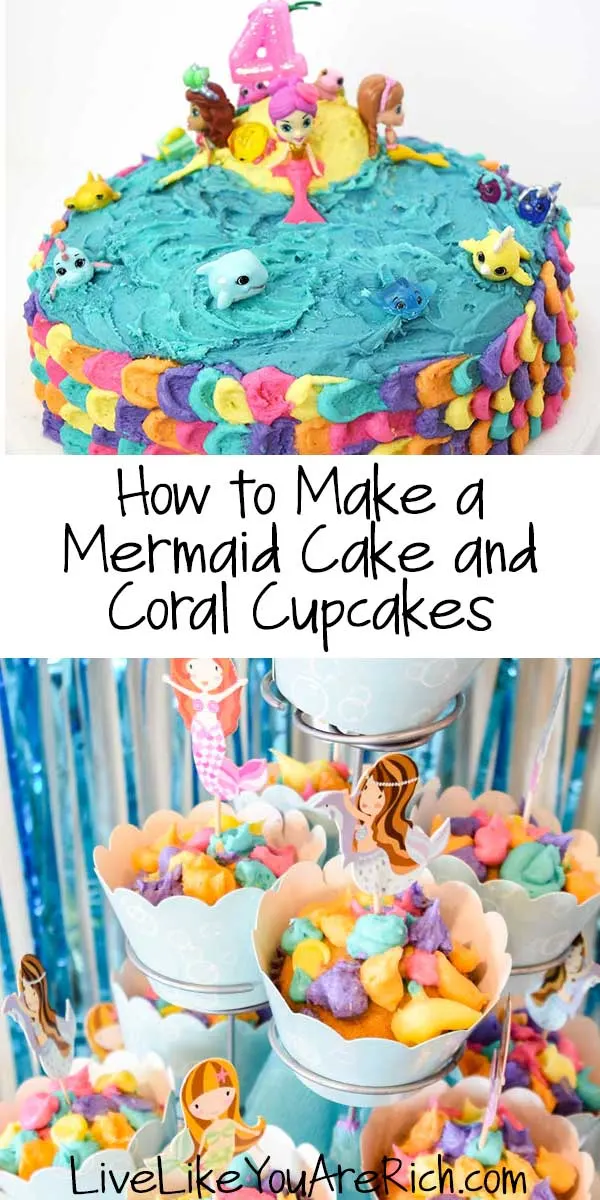 How to Make a Mermaid Cake and Coral Cupcakes.