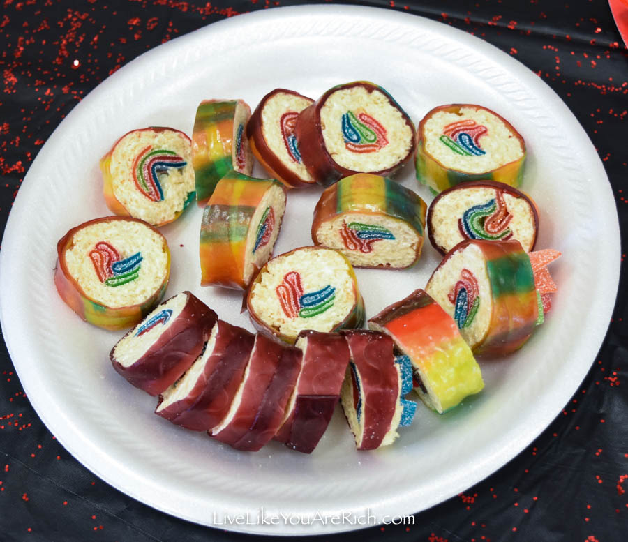 realistic sushi made with rice krispie treats