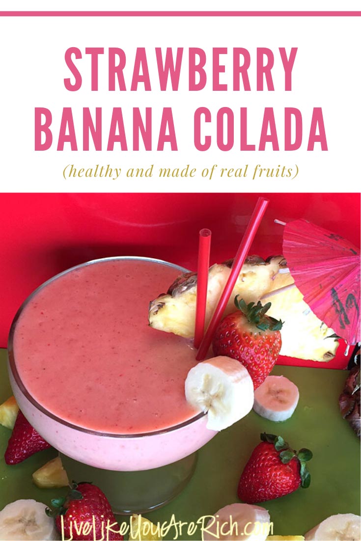 This recipe tasted very much like the Strawberry Banana Colada Recipe I got from the shaved ice stand! Further, the recipe I made was cheaper, more filling, and healthier than the shaved ice too. #strawberrycolada #bananacolada #smoothies