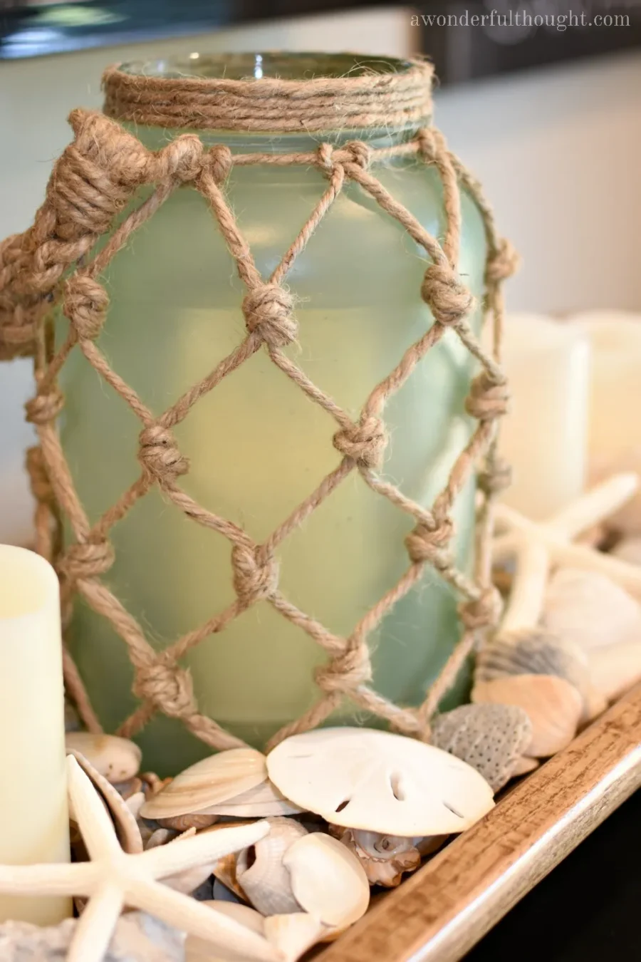DIY Sea Glass Rope Lantern