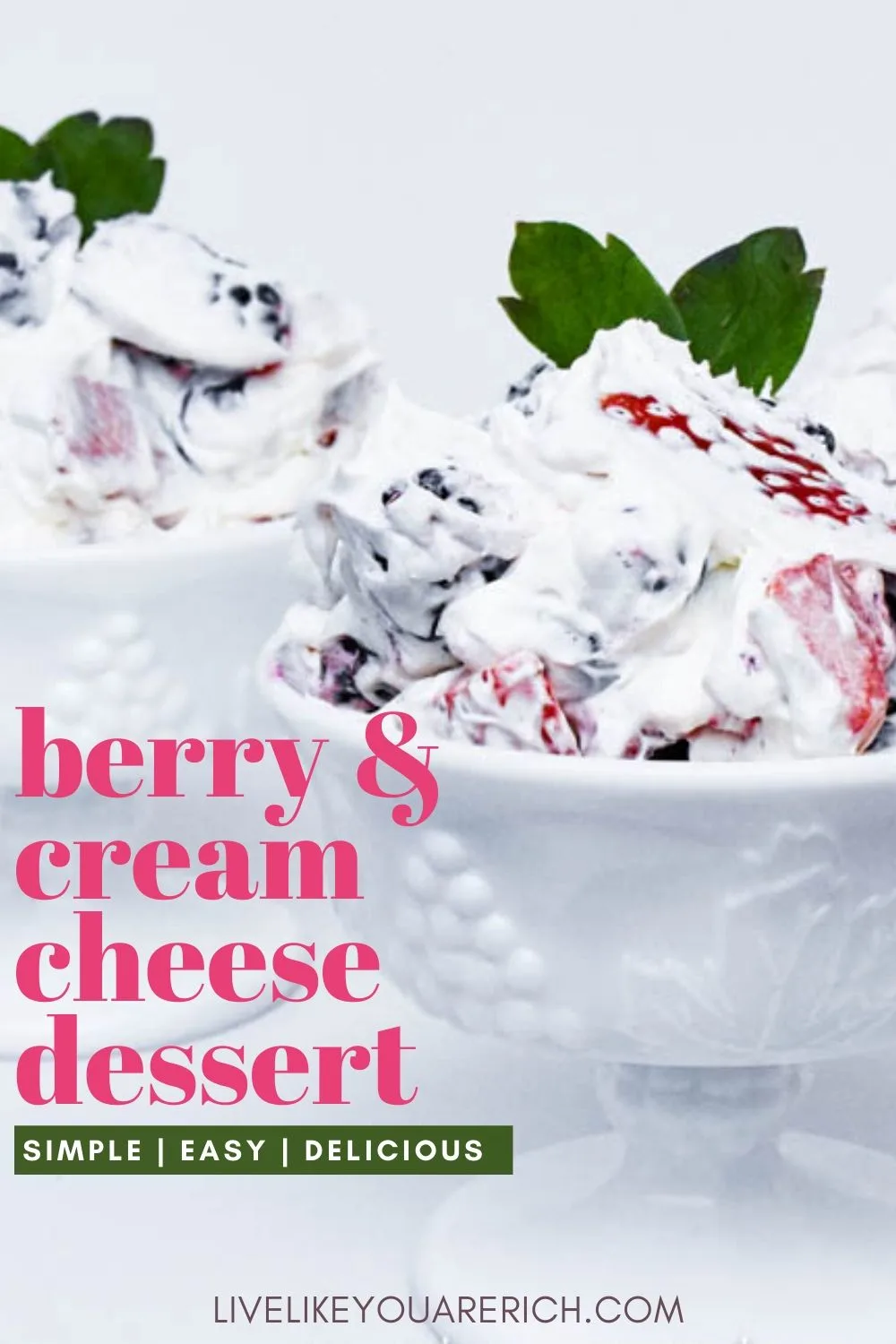 This Amazingly Delicious Cream Cheese Berry Dessert is made of fresh fruit further sweetened with pure vanilla extract, powdered sugar, and cool whip. To balance out the sweet, the cream cheese gives the dessert a delicious depth of flavor. Top it off with graham cracker crumbs for additional texture and flavor. #berrydessert #dessert