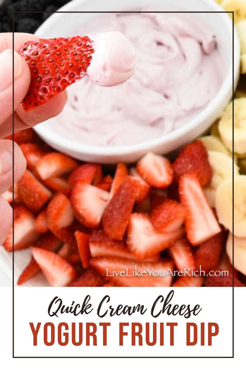 This Quick Cream Cheese Yogurt Fruit Dip is healthy fruit dip for the entire family to enjoy. It made with only 4 ingredients. This is also a very fitting dish for all kinds of occasion.