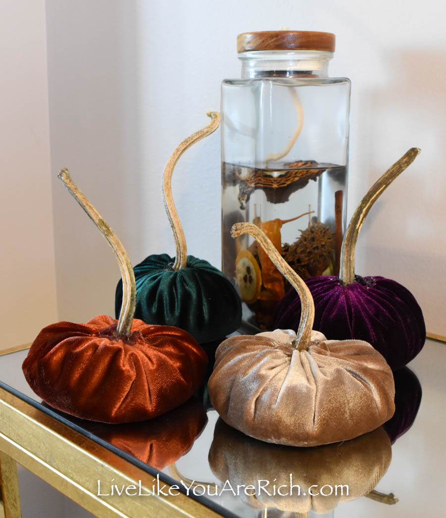 Easy DIY Fall velvet pumpkins