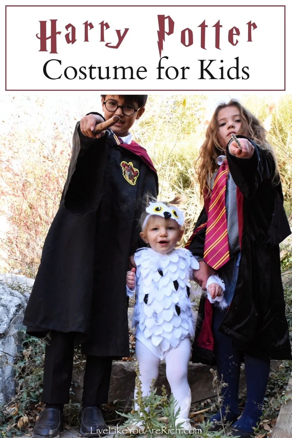 This Halloween my kids wanted to dress up in Harry Potter. At first, we were going to have Amelia (1 years old) be a Mandrake, but we eventually decided that Hedwig the Owl would be a better fit. It was a fun Halloween and the kids loved casting spells and pretending to be the characters they were dressed up as. #halloweencostume #harrypotter
