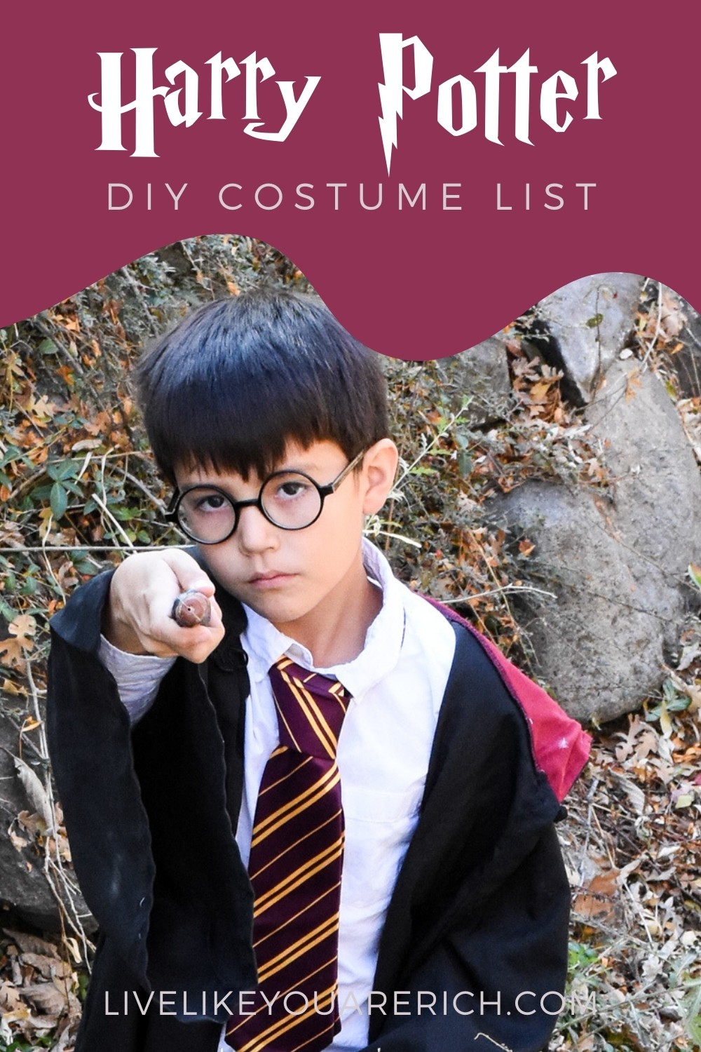 If you are looking to put together a Harry Potter costume, this list will help you make sure you have all of the necessary items. Putting together my son’s costume was very simple and cost us less than $10.00. I hope this Harry Potter Costume list has helped you plan out what you need for the costume. #harrypotter #halloweencostume