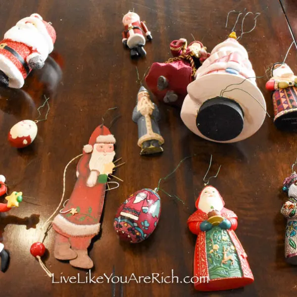 Santa Christmas ornaments in different shapes