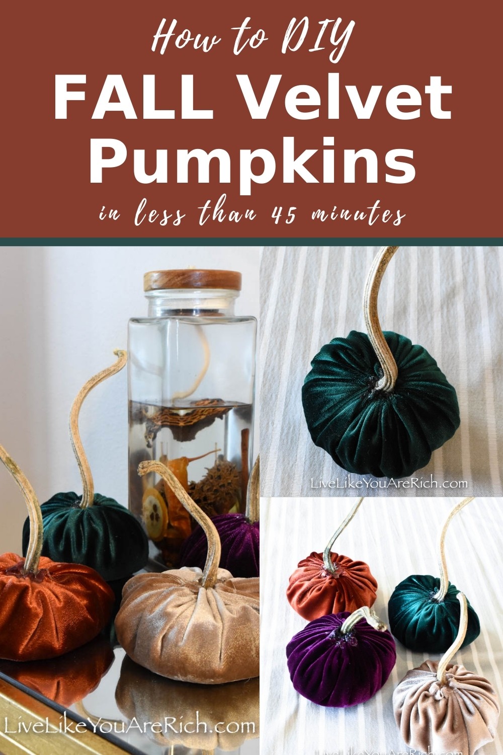 Looking for fun craft to make with your kids? These DIY Fall velvet pumpkins are inexpensive and simple to make. My six year old daughter and I put them together in less than 45 minutes. This would make such a group craft and also a fun craft to make with kids. #fall #fallcraft #pumpkin
