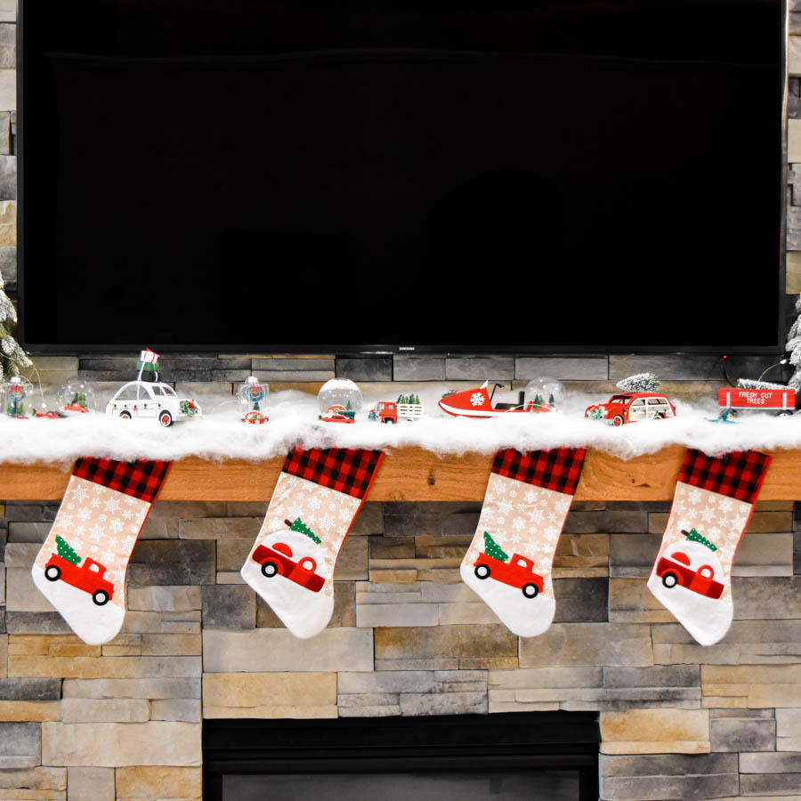 Red Truck Christmas Mantel