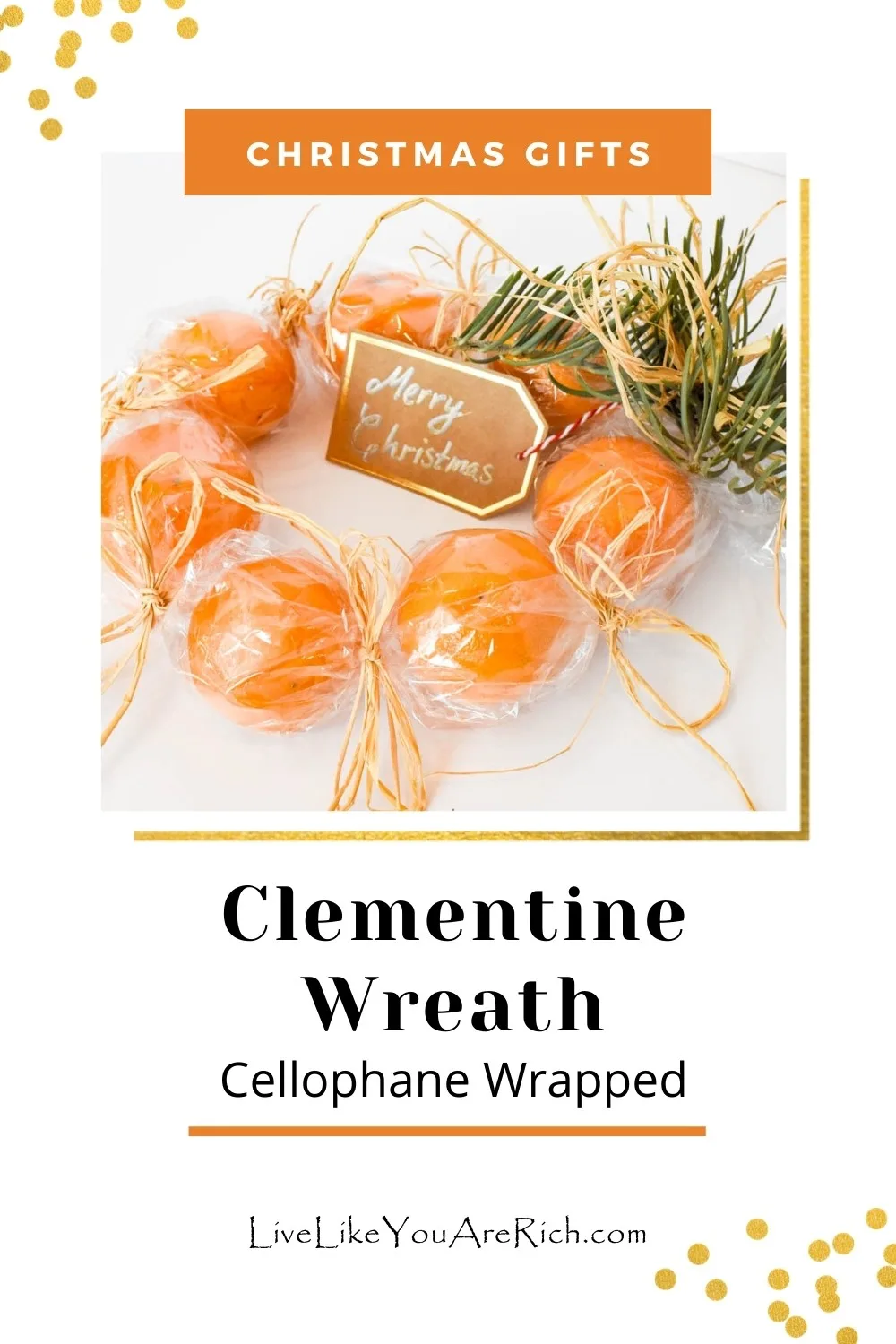 This clementine wreath-cellphone wrapped is a nice way to show appreciation to a friend, relative or neighbor for Christmas. These are easy to make—albeit a bit time consuming if you are trying to make a lot of them, but the end result is worth it! They take about 10 minutes each if you are making them alone. 