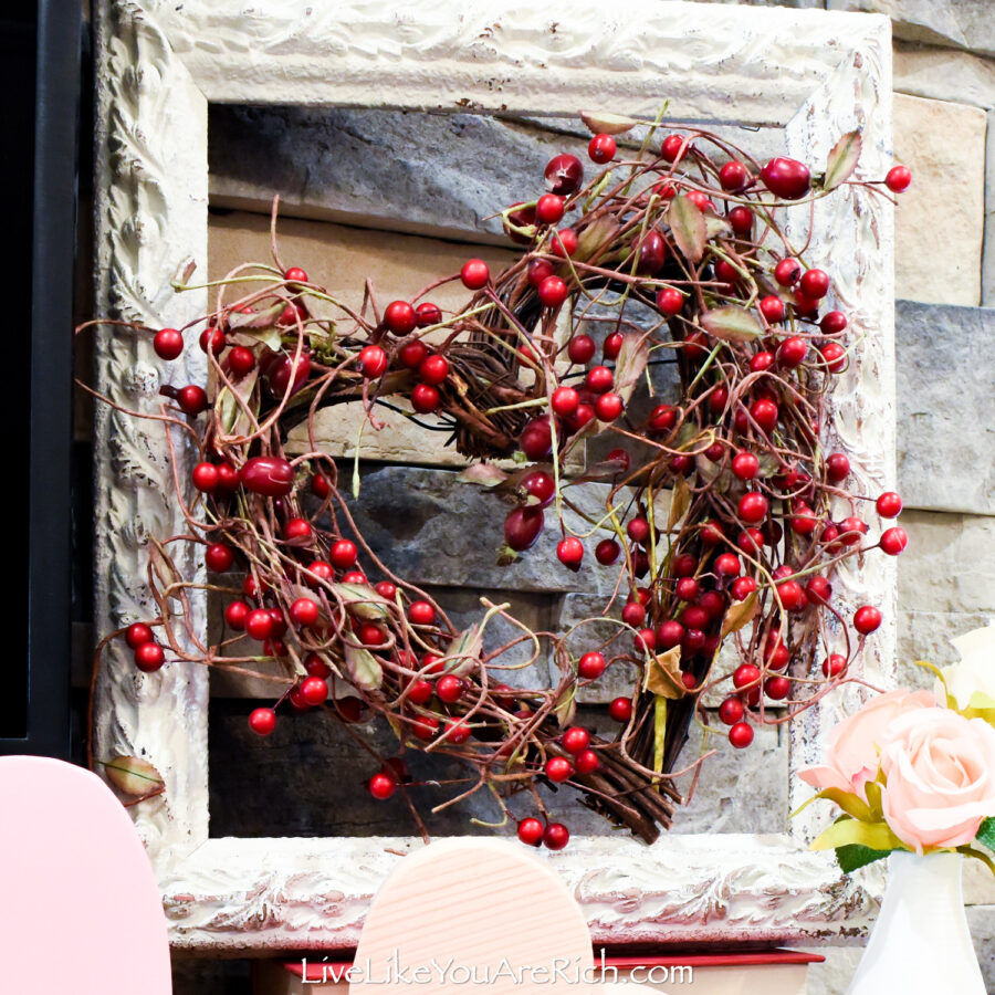 Berry Heart Wreath in a Vintage Frame