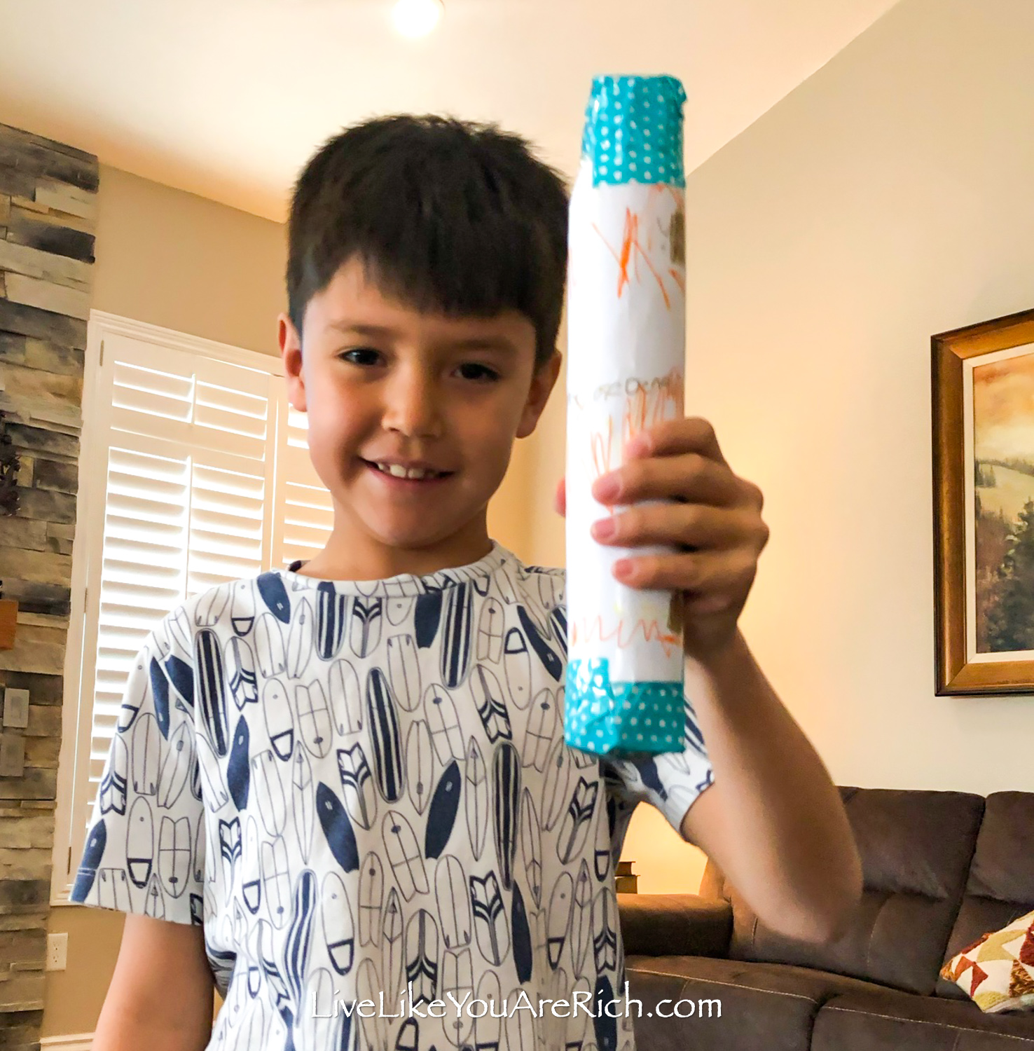 DIY rainstick for kids decorate using decorative tape