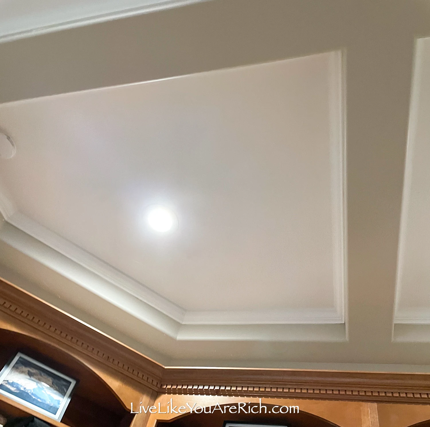 DIY office renovation painted ceiling