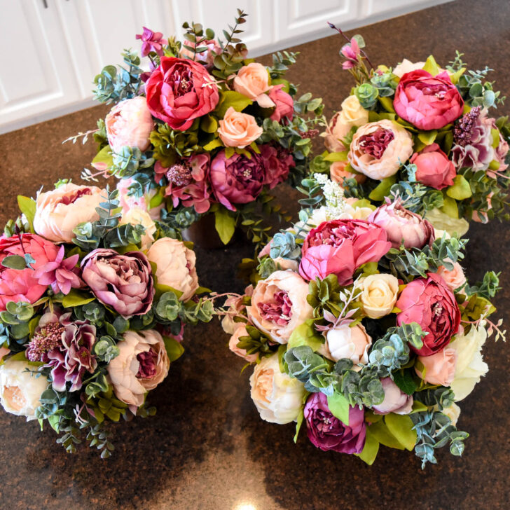 Peony and Rose Artificial Flower Arrangements
