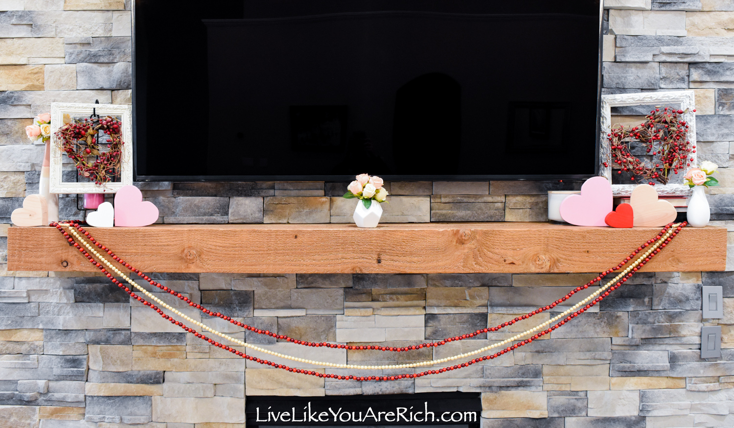 Berry Heart Wreath in a Vintage Frame on display