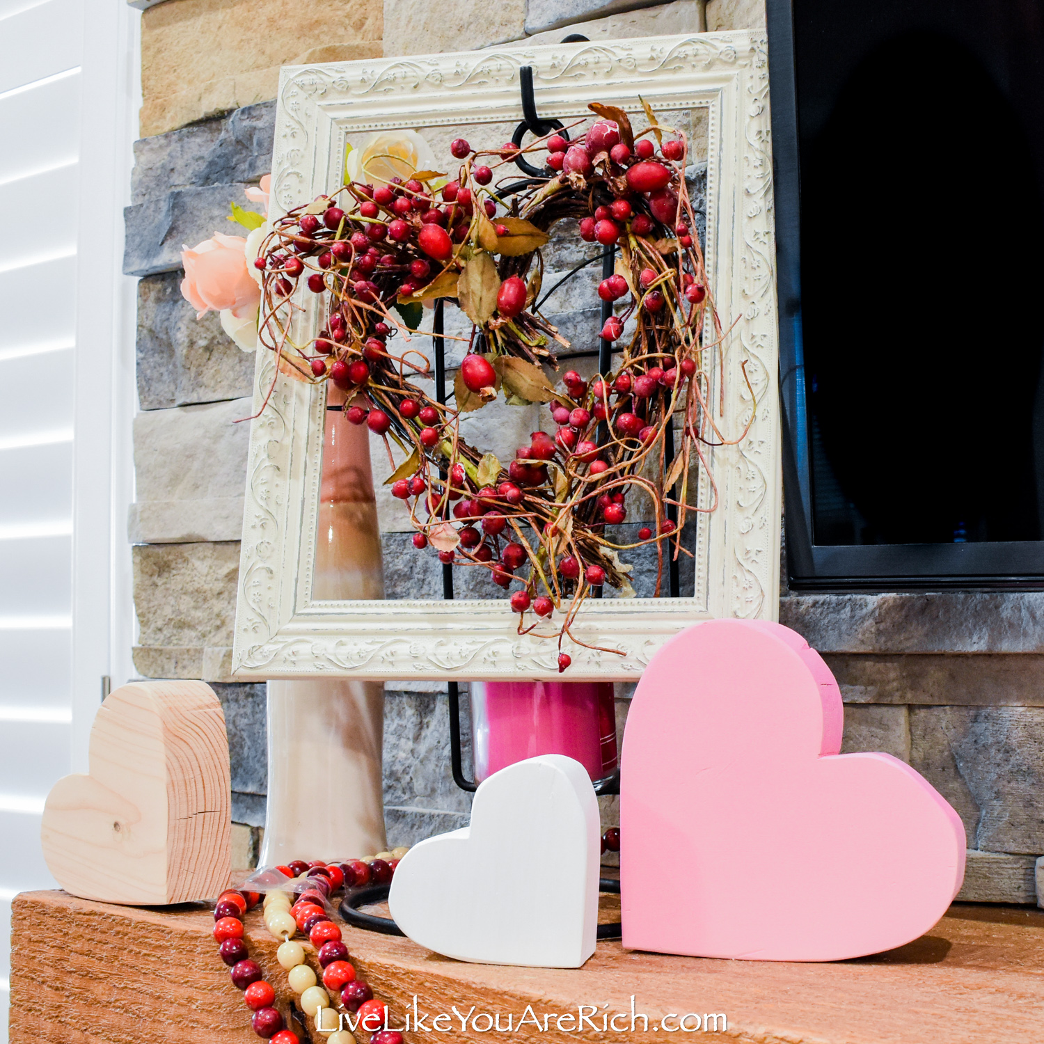 Framed heart shape wreath