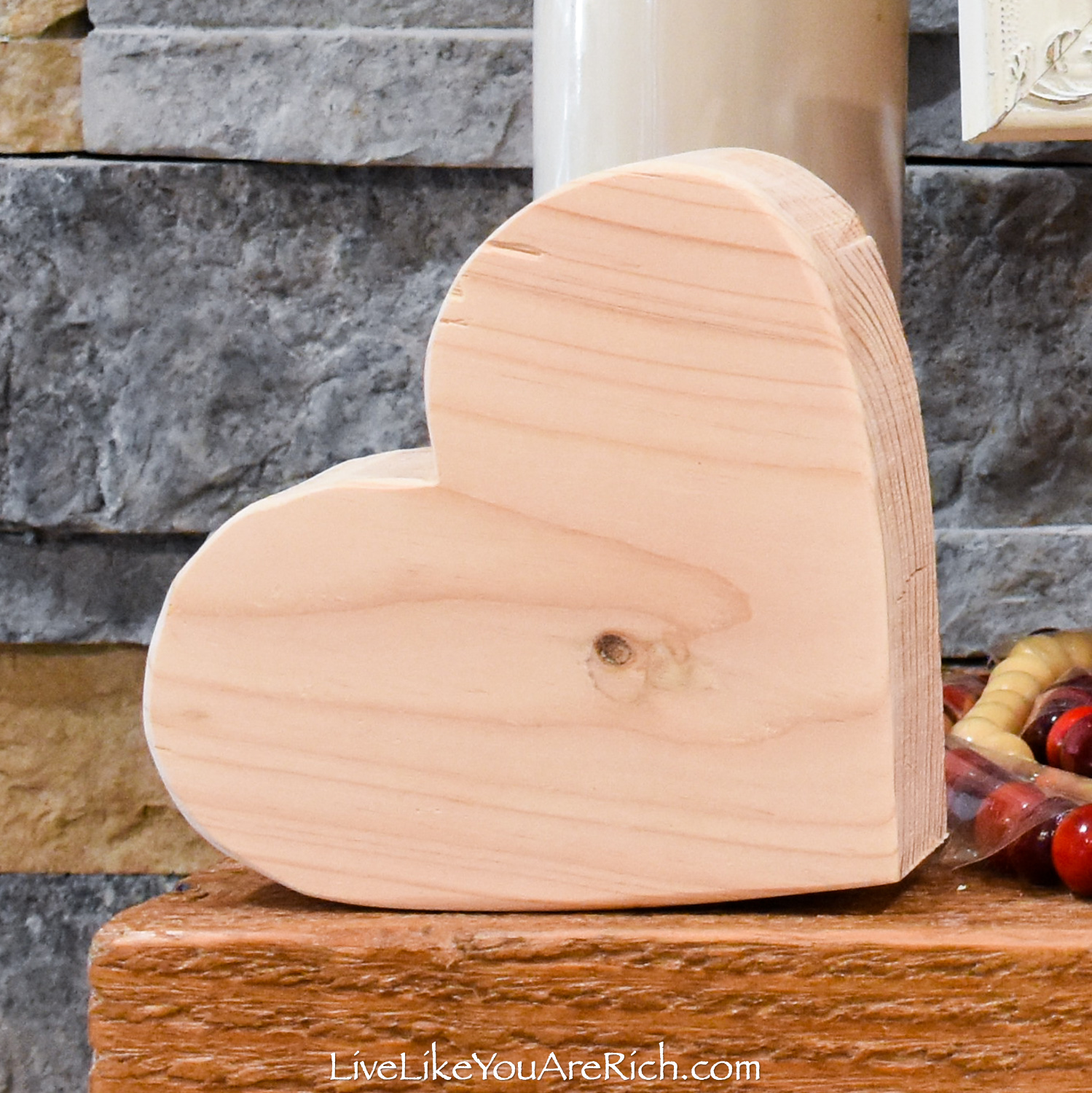 Unpainted DIY Wood Block Hearts 