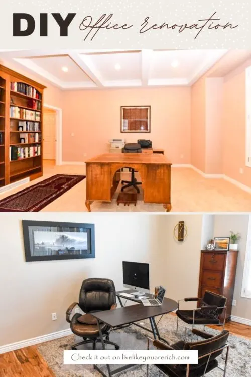 The DIY office renovation before and after photos for my house 3. You can renovate your office for much less than the estimated $150-$300 a square foot! We did ours for $13.33 a square foot!! Check the blog to see how we saved over $19,400 on this DIY office Renovation!